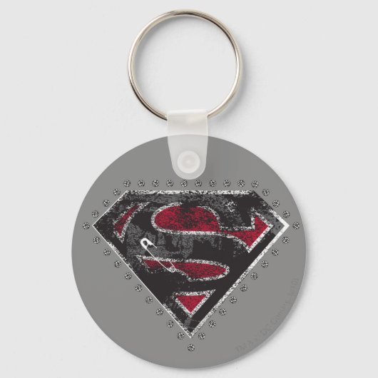 Supergirl Distress Logo Black en Red Sleutelhanger (Voorkant)