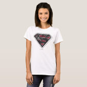 Supergirl Distress Logo Black en Red T-shirt (Voorkant volledig)