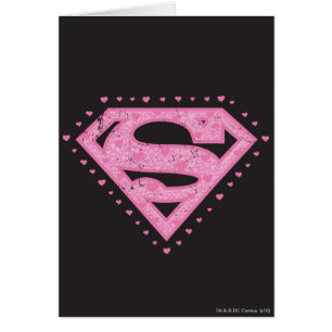 Supergirl Distress Logo Black en Roze
