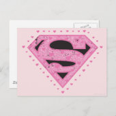 Supergirl Distress Logo Black en Roze Briefkaart (Voorkant / Achterkant)