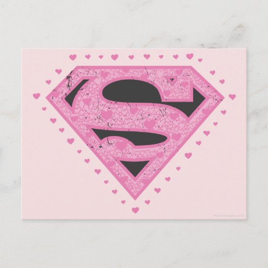 Supergirl Distress Logo Black en Roze Briefkaart (Voorkant)