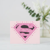 Supergirl Distress Logo Black en Roze Briefkaart (Staand voorkant)