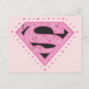 Supergirl Distress Logo Black en Roze Briefkaart