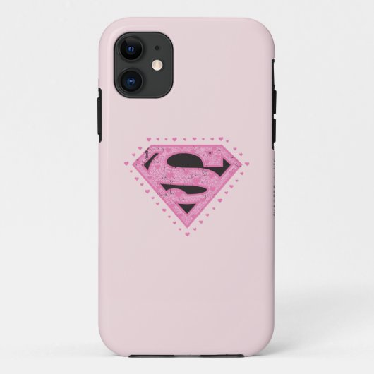 Supergirl Distress Logo Black en Roze Case-Mate iPhone Case (Achterkant)