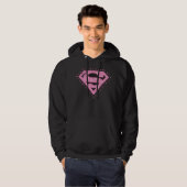 Supergirl Distress Logo Black en Roze Hoodie (Voorkant volledig)