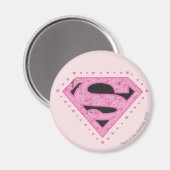 Supergirl Distress Logo Black en Roze Magneet (Voorkant / Achterkant)