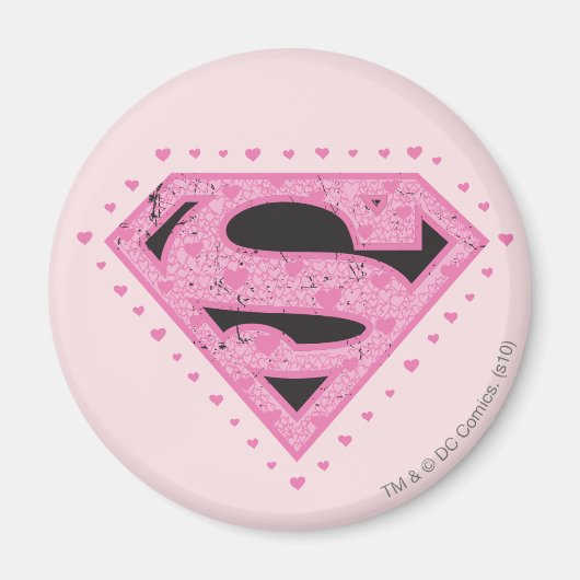 Supergirl Distress Logo Black en Roze Magneet (Voorkant)