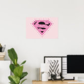 Supergirl Distress Logo Black en Roze Poster (Thuiskantoor)