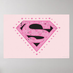 Supergirl Distress Logo Black en Roze Poster