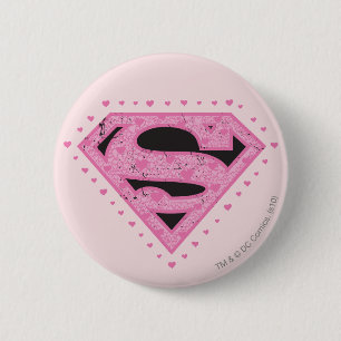 Supergirl Distress Logo Black en Roze Ronde Button 5,7 Cm