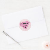 Supergirl Distress Logo Black en Roze Ronde Sticker (Envelop)