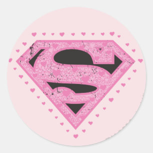 Supergirl Distress Logo Black en Roze Ronde Sticker