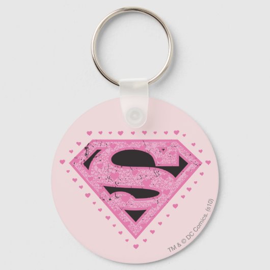 Supergirl Distress Logo Black en Roze Sleutelhanger (Voorkant)