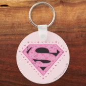 Supergirl Distress Logo Black en Roze Sleutelhanger (Voorkant)