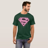Supergirl Distress Logo Black en Roze T-shirt (Voorkant volledig)