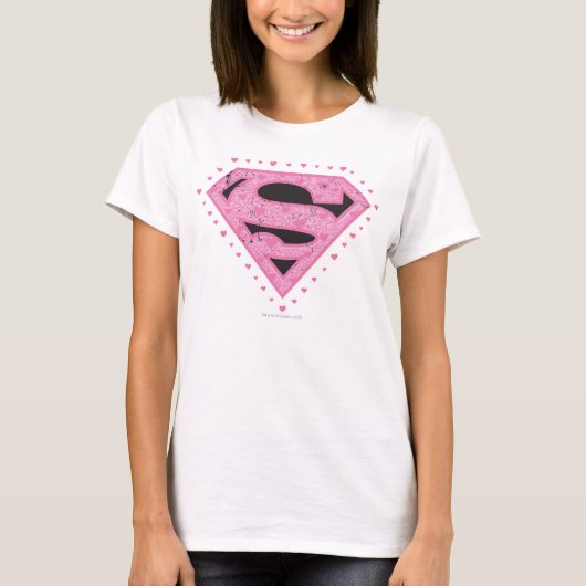Supergirl Distress Logo Black en Roze T-shirt (Voorkant)