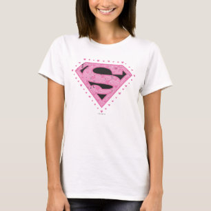 Supergirl Distress Logo Black en Roze T-shirt