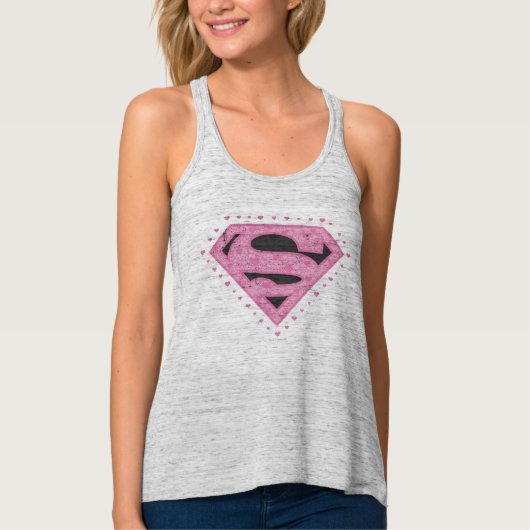 Supergirl Distress Logo Black en Roze Tanktop (Voorkant)