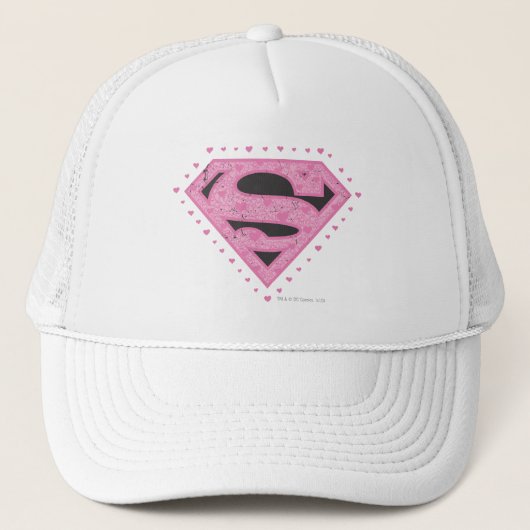 Supergirl Distress Logo Black en Roze Trucker Pet (Voorkant)