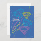 Supergirl en Logo gekleurde contouren Briefkaart (Voorkant / Achterkant)