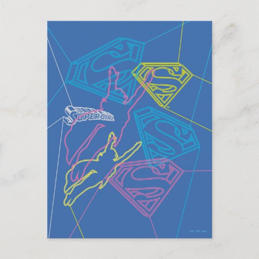 Supergirl en Logo gekleurde contouren Briefkaart (Voorkant)