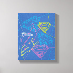 Supergirl en Logo gekleurde contouren Canvas Afdruk