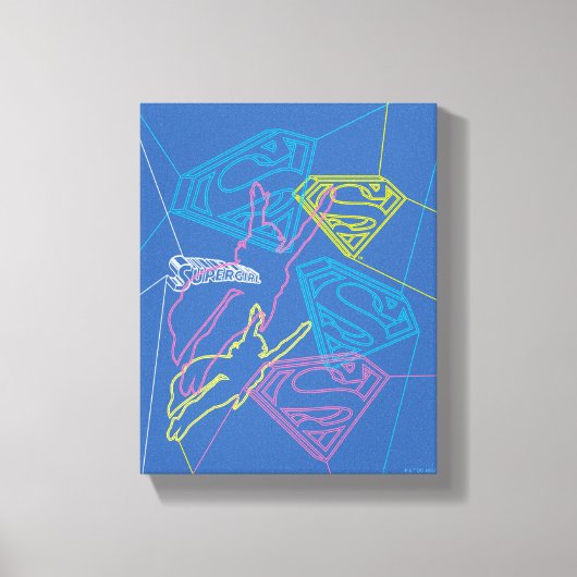Supergirl en Logo gekleurde contouren Canvas Afdruk (Voorkant)