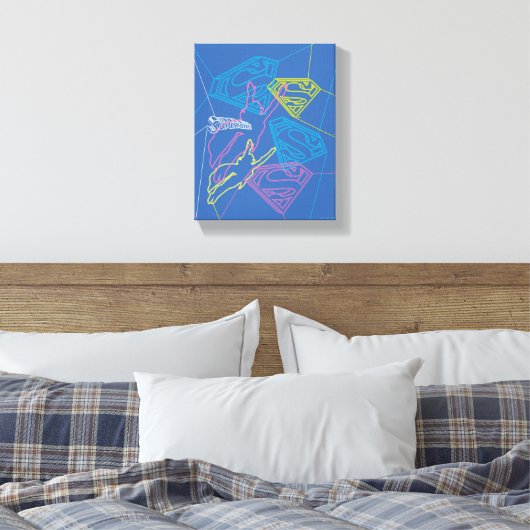 Supergirl en Logo gekleurde contouren Canvas Afdruk (Insitu (Slaapkamer))