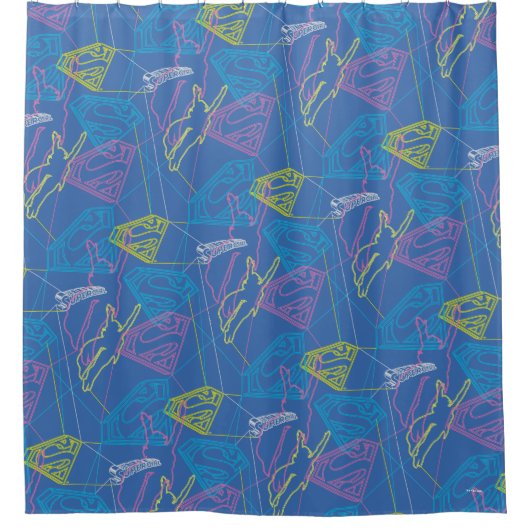 Supergirl en Logo gekleurde contouren Douchegordijn (Voorkant)