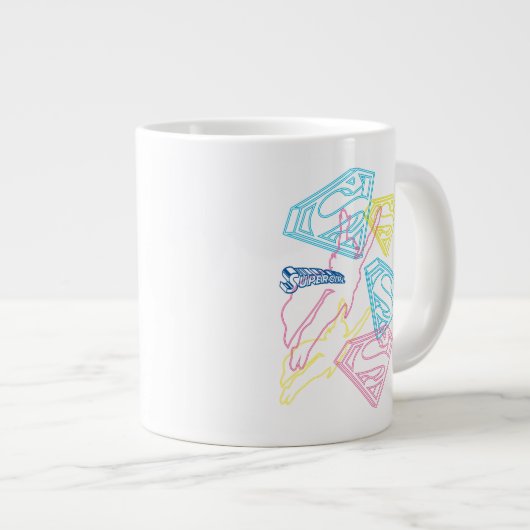 Supergirl en Logo gekleurde contouren Grote Koffiekop (Voorkant rechts)