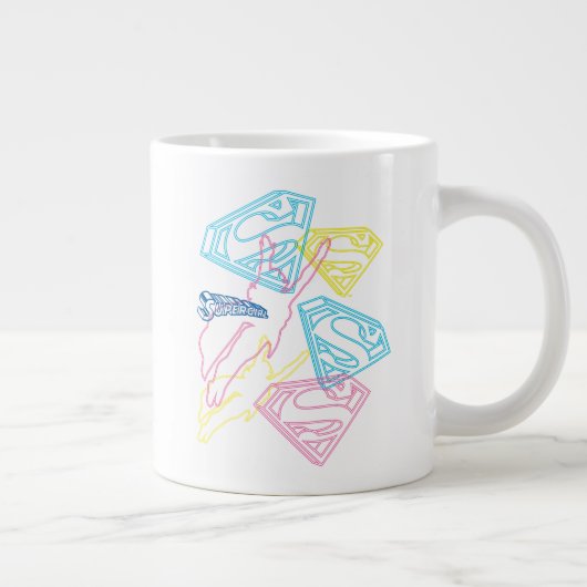 Supergirl en Logo gekleurde contouren Grote Koffiekop (Rechts)