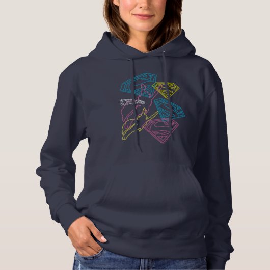 Supergirl en Logo gekleurde contouren Hoodie (Voorkant)