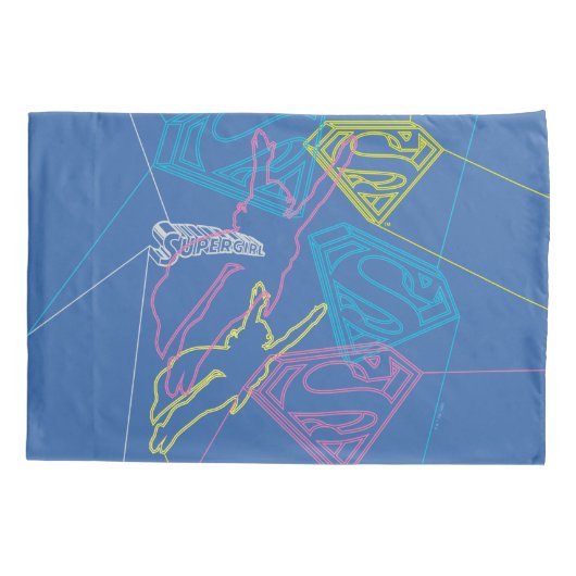 Supergirl en Logo gekleurde contouren Kussensloop (Achterkant)
