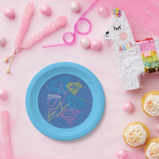 Supergirl en Logo gekleurde contouren Papieren Bordje (Feest)