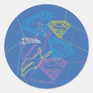 Supergirl en Logo gekleurde contouren Ronde Sticker