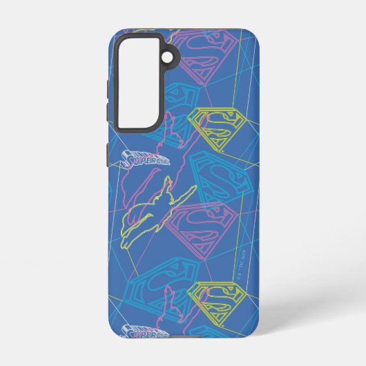 Supergirl en Logo gekleurde contouren Samsung Galaxy Hoesje (Achterkant)