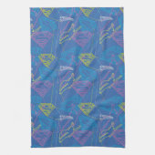 Supergirl en Logo gekleurde contouren Theedoek (Verticaal)