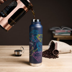 Supergirl en Logo gekleurde contouren Waterfles