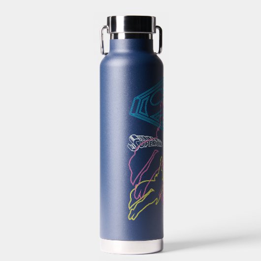 Supergirl en Logo gekleurde contouren Waterfles (Voorkant)