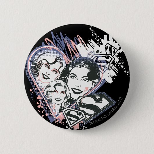 Supergirl Face Collage Ronde Button 5,7 Cm (Voorkant)