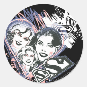 Supergirl Face Collage Ronde Sticker