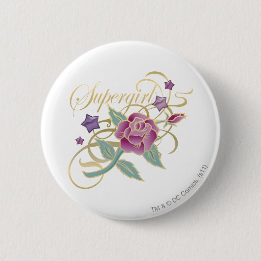 Supergirl Fancy Rozen Ronde Button 5,7 Cm (Voorkant)