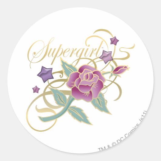 Supergirl Fancy Rozen Ronde Sticker (Voorkant)