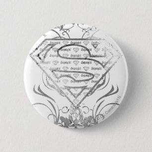 Supergirl Fancy Silver Logo Ronde Button 5,7 Cm