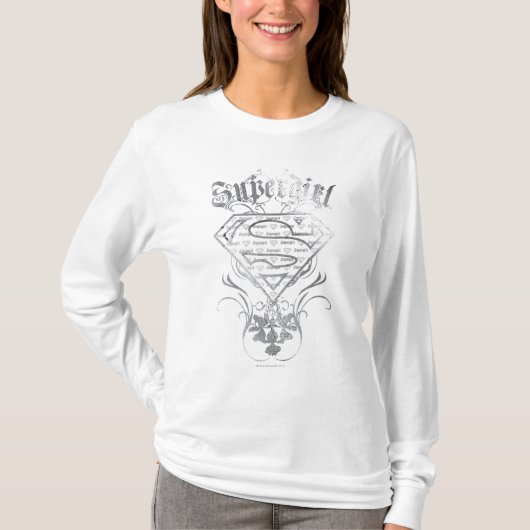 Supergirl Fancy Silver Logo T-shirt (Voorkant)