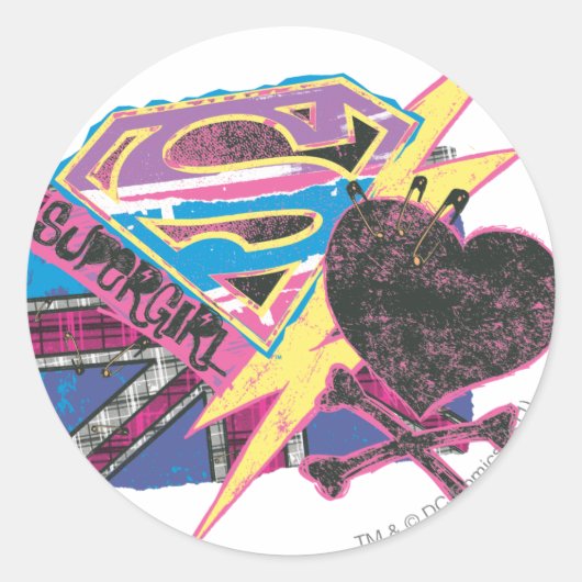 Supergirl Flag en Crossbones Ronde Sticker (Voorkant)