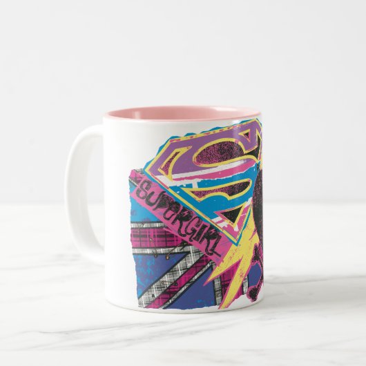 Supergirl Flag en Crossbones Tweekleurige Koffiemok (Voorkant links)