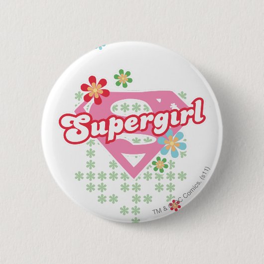 Supergirl Flower Madness Ronde Button 5,7 Cm (Voorkant)