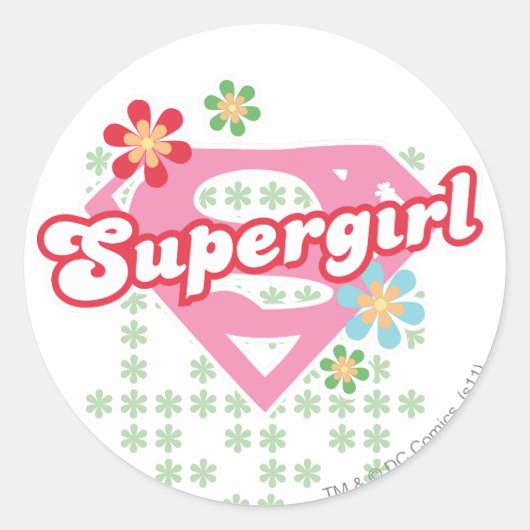 Supergirl Flower Madness Ronde Sticker (Voorkant)