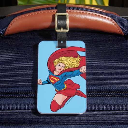 Supergirl Flying Upwards Illustratie Bagagelabel (Voorkant Insitu 2)
